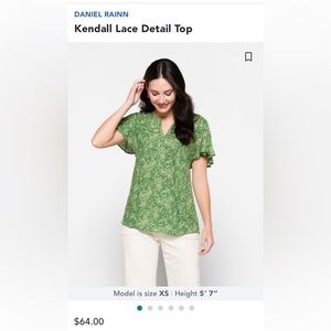Daniel Rain Stitch Fix lightweight green pattern v-neck blouse